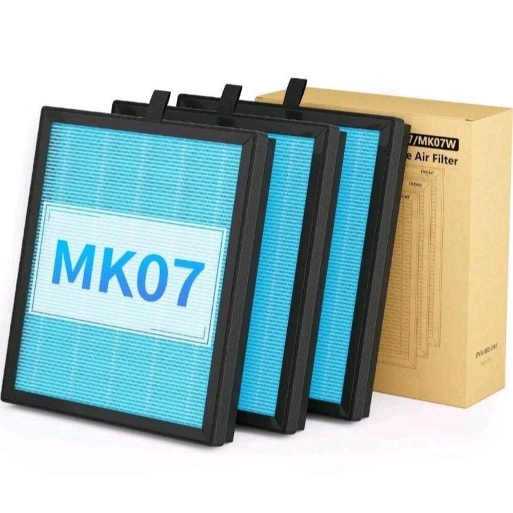 MK07 Air Purifier Filter 4-in-1, Dust Pollen Pet Dander Smoke - 3 Pack Blue NeW
